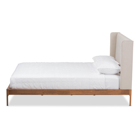 Baxton Studio Brooklyn Walnut Wood Beige Full Size Platform Bed 140-7541